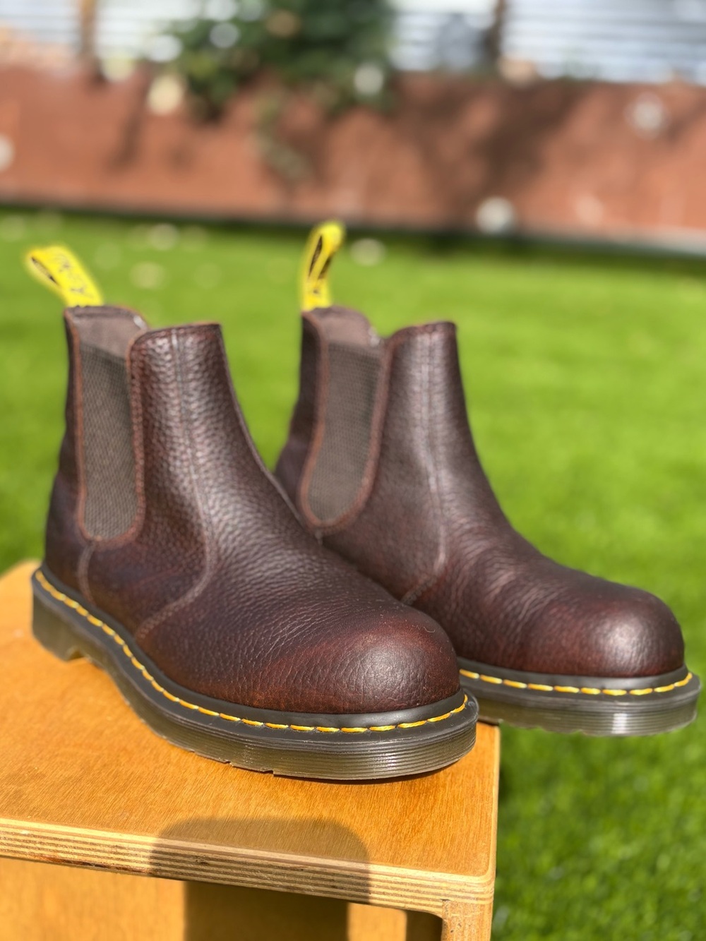 Dr. Martens Steel Toe Leather Work Boots Slip On - W’s 8